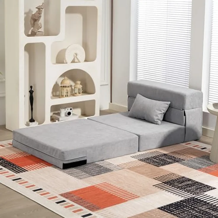 HOMCOM Schlafsofa klappbares Schlafsofa mit Bettfunktion, Lendenkissen, Sofa 1 Teile, Schlafsessel mit Bettfunktion – Bild 7