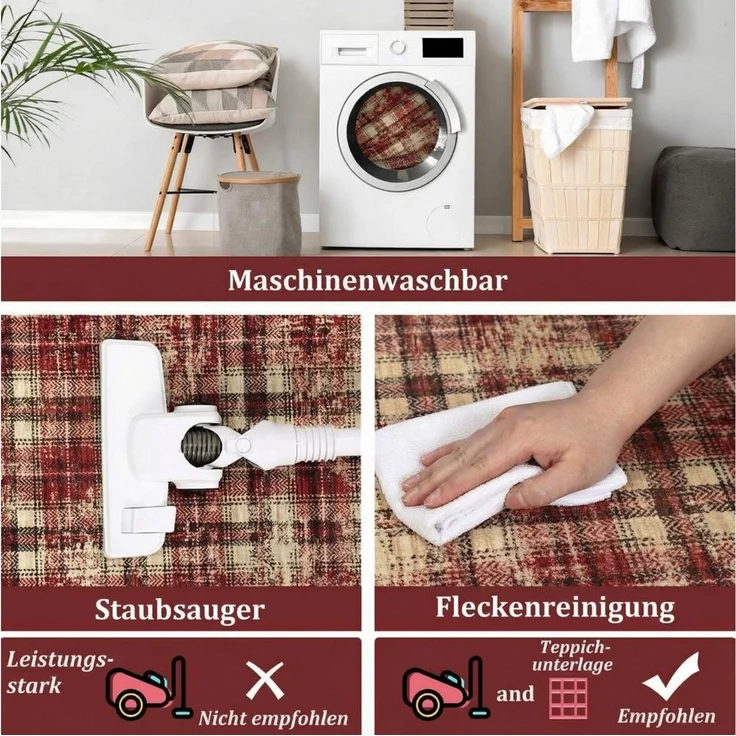 GarveeMore Teppich KaroPatina, rechteckig, Höhe: 5 mm, Stil erinnert an klassischen Tartan mit modernem Used-Print – Bild 3
