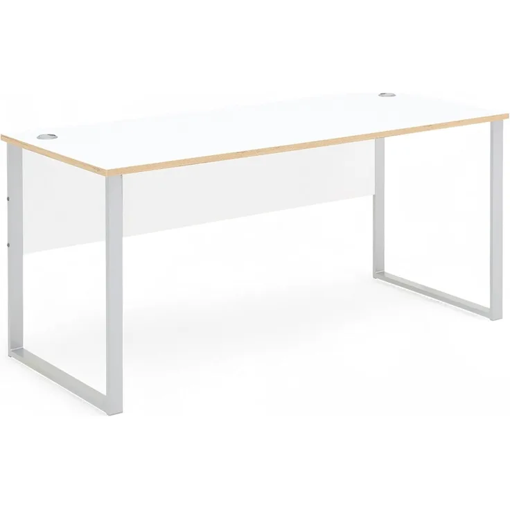 Stella Trading Memphis Schreibtisch in Weiß, Artisan Eiche Optik - Moderner Bürotisch Computertisch mit Metallgestell & Kabeldurchführungen - 170 x 77 x 73 cm (B/H/T)