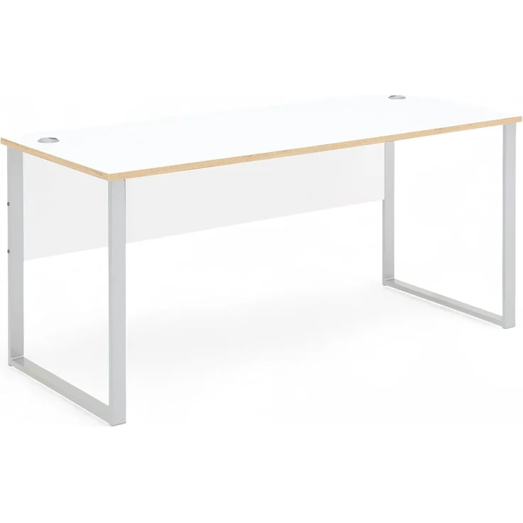 Stella Trading Memphis Schreibtisch in Weiß, Artisan Eiche Optik - Moderner Bürotisch Computertisch mit Metallgestell & Kabeldurchführungen - 170 x 77 x 73 cm (B/H/T)