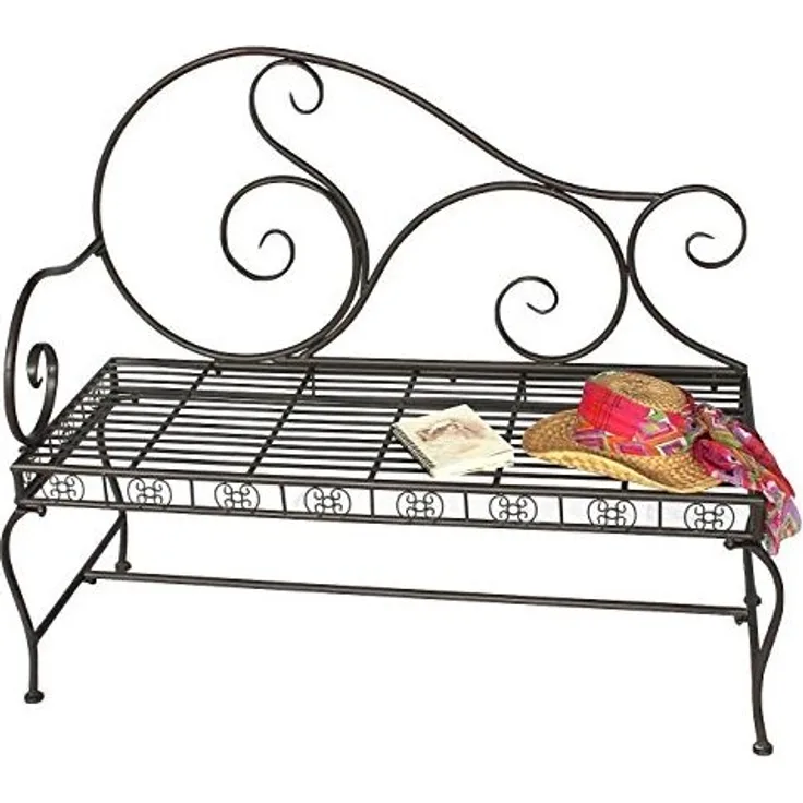 DanDiBo Gartenbank Metall Braun Wetterfest 123 cm Bank Sitzbank 2-Sitzer DY140488 Metallgartenbank mit Rückenlehne Parkbank Garten Antik