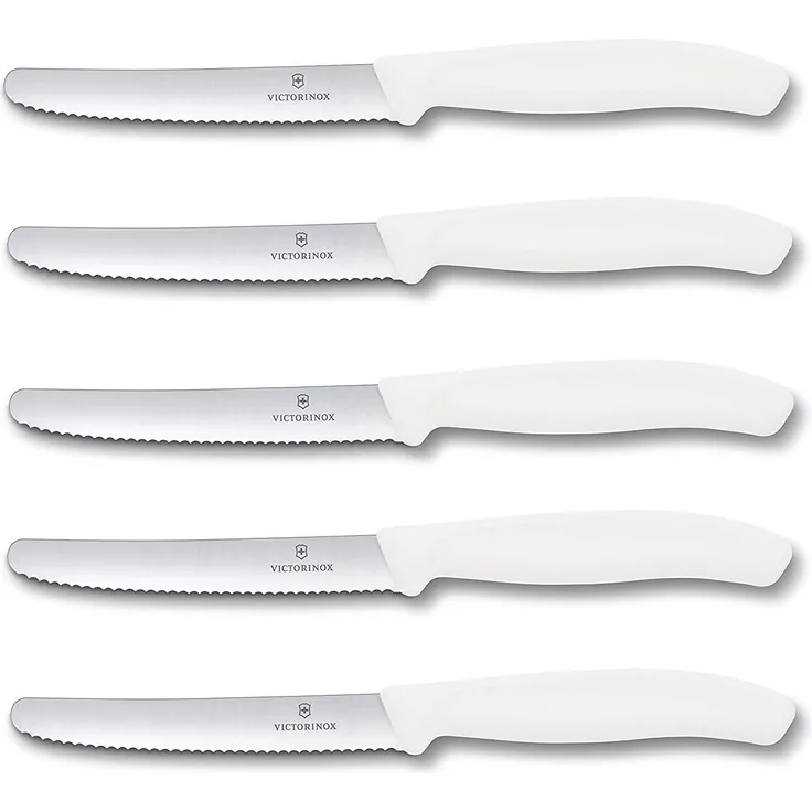 Victorinox | Swiss Classic Set | Tomaten-, Brötchen-, Tafelmesser | 5-teilig | Weiß | ideal für präzises Schneiden | hochwertige Schweizer Qualität | spülmaschinengeeignet
