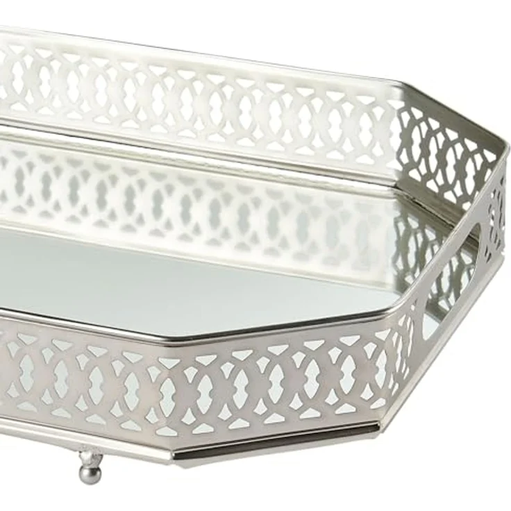 Marrakesch Orient & Mediterran Interior Tablett Spiegeltablett Eckiges Tablett Agata 34cm groß Ramadan Deko, Handarbeit – Bild 6