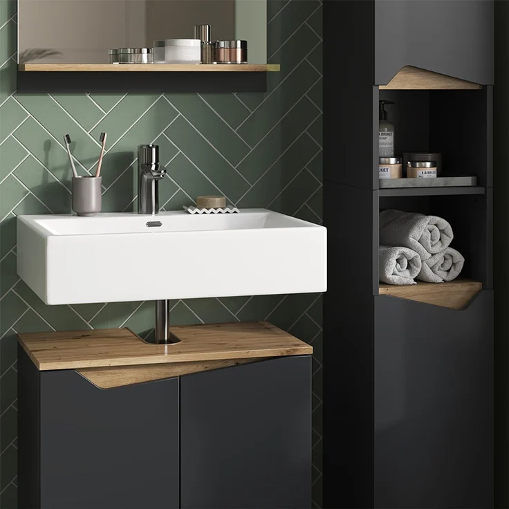 Badmöbel-Set Marelle Anthrazit 3 Teile, mit Hochschrank Vicco – Bild 5