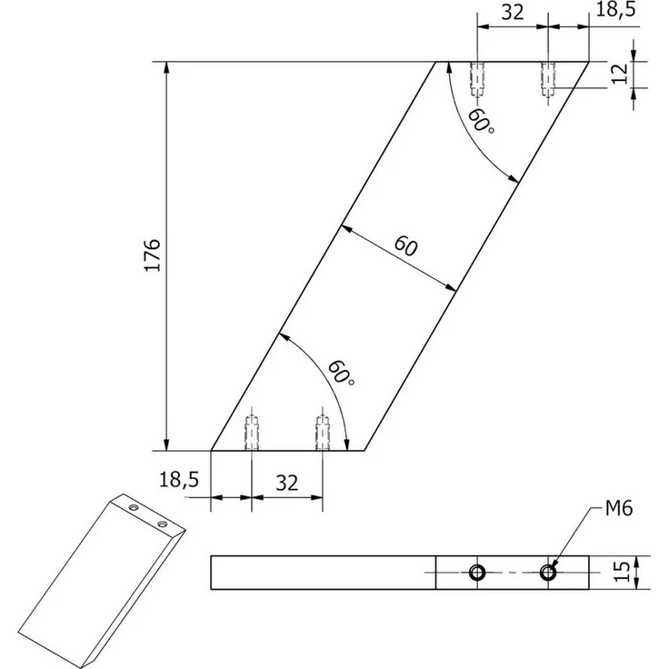 SO-TECH® Tischaufsatz Barkonsole COUNTER Aluminium massiv Höhe 178 mm, (2-St), schräg 60°, Edelstahloptik – Bild 3