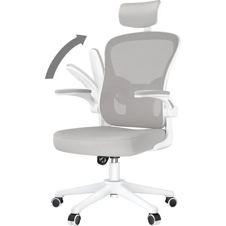 BIGZZIA Bürostuhl Ergonomisch Schreibtischstuhl mit verstellbare Kopfstütze, Drehstuhl mit 120° Wippfunktion,Bis 150kg/330LB Belastbar