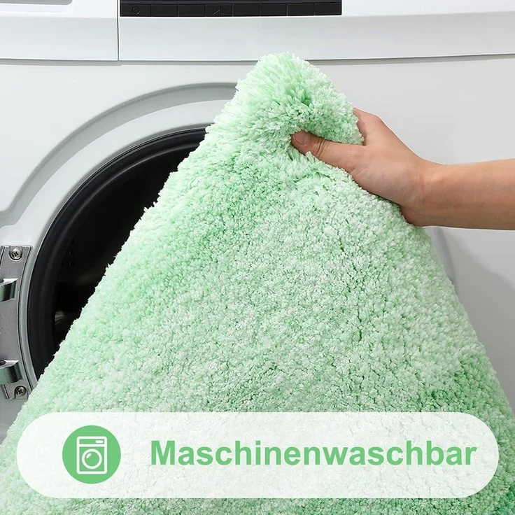 Badematte Mikrofaser rutschfest waschbar saugfähig 60x120 cm Grün – Bild 6