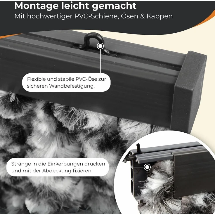 Flauschvorhang 56x185cm - 140x220cm Unistreifen Braun 120x220 cm – Bild 8