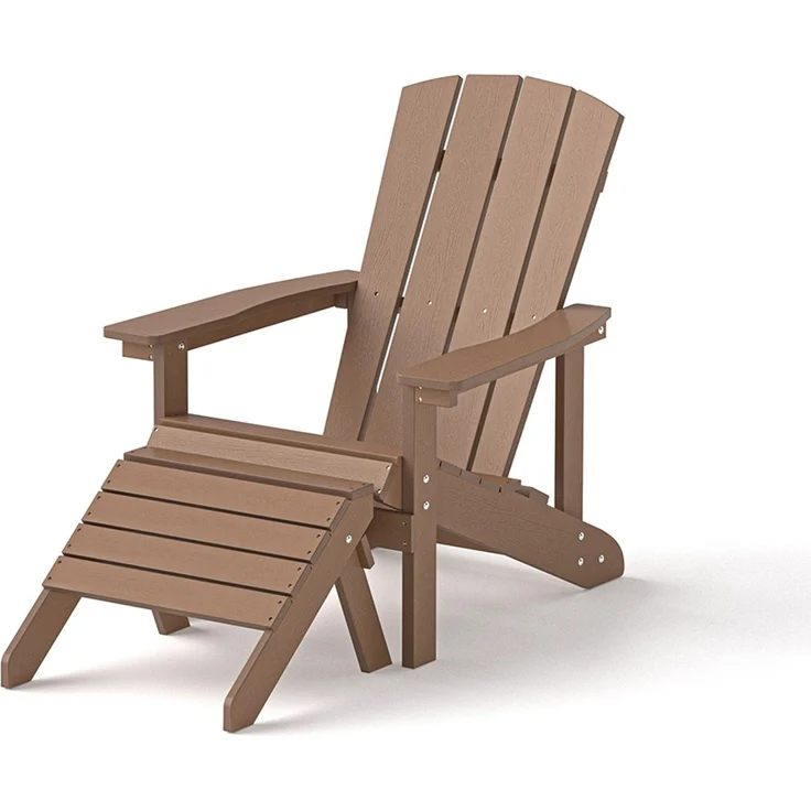 HOME DELUXE Gartenstuhl FAREA inkl. Hocker – Braun – Bild 5