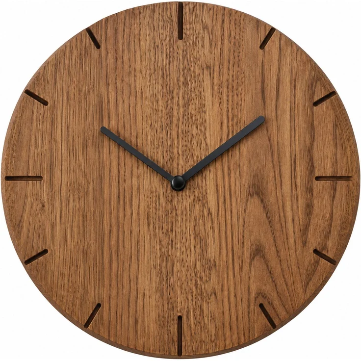 Natuhr Wanduhr W8002D Solide Quarzwanduhr aus dunkler Eiche – Massivholz Eiche – Eiche dunkel – 30 × 30 × 4 cm – Bild 1