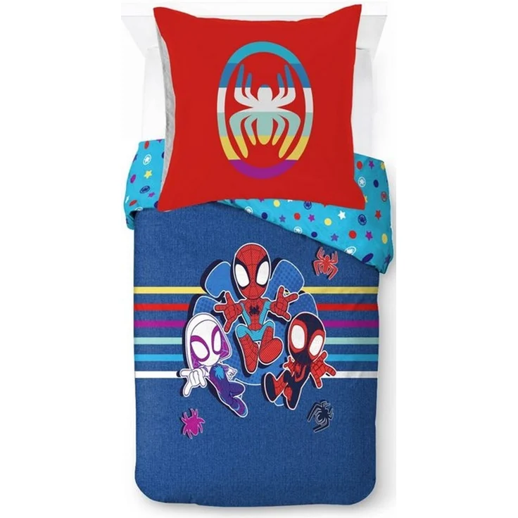 MARVEL Kinderbettwäsche Marvel Spidey Bettbezug-Set 135x200 cm + Kissenbezug 80x80 cm, Washed Cotton, 2 teilig, 100 % Baumwolle, maschinenwaschbar, wendbar – Bild 4