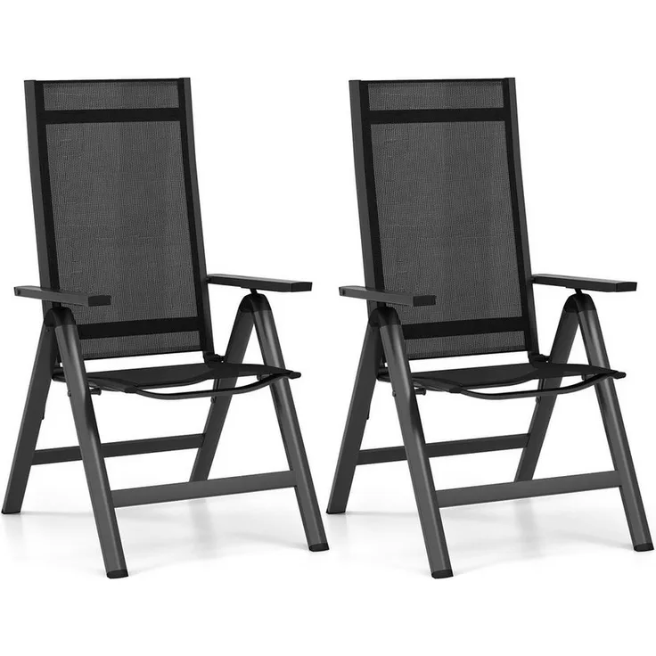 COSTWAY Gartenstuhl Klappstuhl (2 St), Hochlehne 7-fach verstellbar, Alu