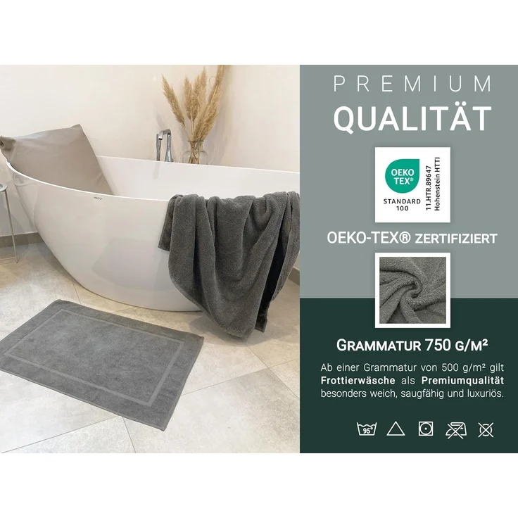 ZOLLNER Badematten 2er Set, taupe, 50x80 cm, 100% Baumwolle – Bild 4