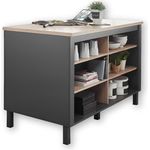 Kücheninsel BILBERRY Küchenblock anthrazit Eiche Sonoma