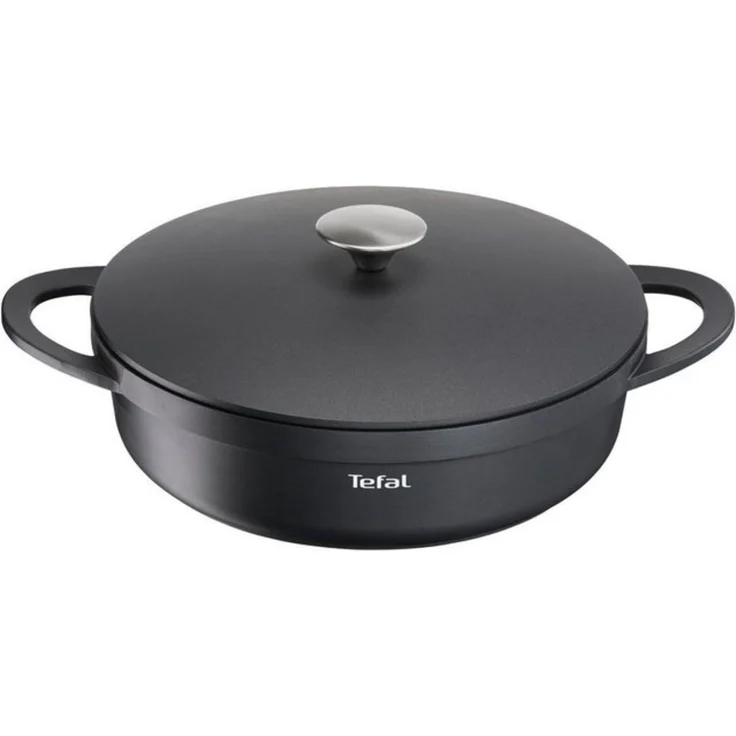 TEFAL E21872 TRATTORIA Servierpfanne 28cm | Aluguss | Gussdeckel | Antihaft-Beschichtung | gute Wärmespeicherung | Silikon Griffschutz inklusive | Schmorpfanne | induktionsgeeignet – Bild 4
