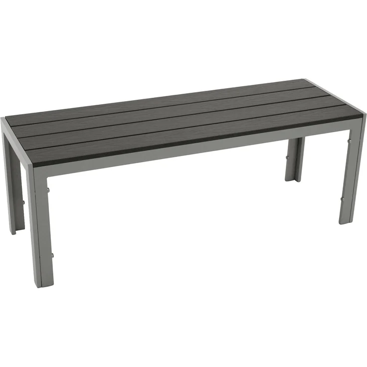 DEGAMO SORANO Hockerbank, Alu + Kunstholz, silbergrau/grau, 2-sitzer 120cm – Bild 1