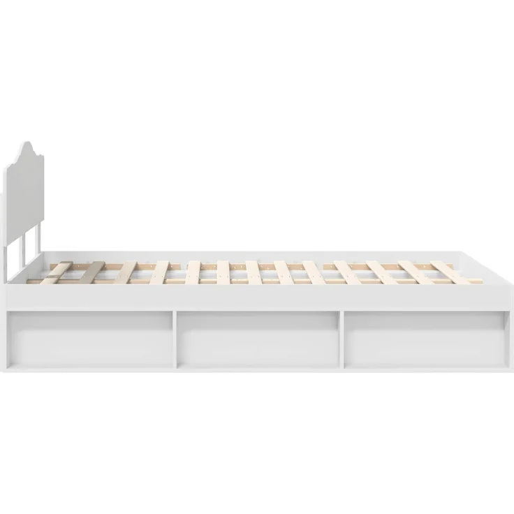vidaXL Bettrahmen mit Kopfteil Weiß 120 x 200 cm Massives Kiefernholz 3412916 – Bild 7
