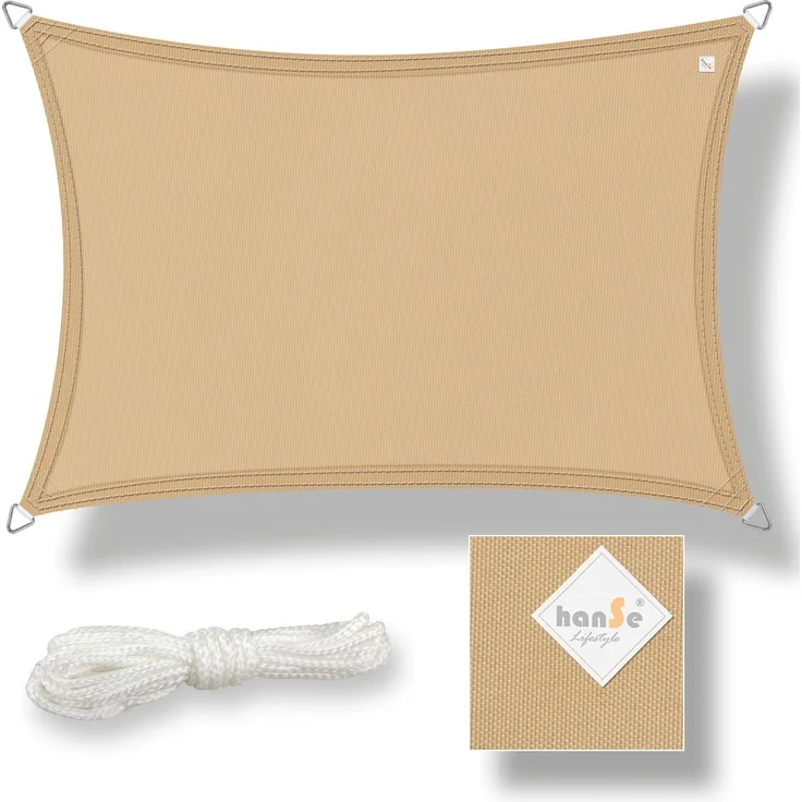 hanSe Sonnensegel Schattensegel Schattenspender Polyester Recheck 2x3m Sand – Bild 1