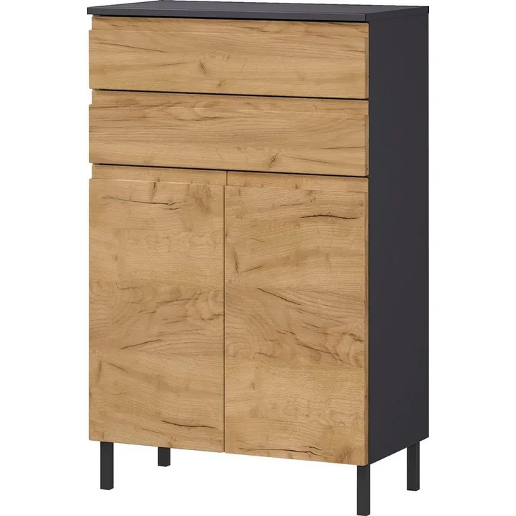 GERMANIA Badkommode Scantic, Breite 60 cm, Badezimmerschrank, 2 Türen, 2 Schubkästen, Türdämpfer