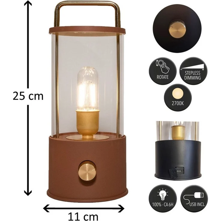 Coen Bakker Deco BV LED Außen-Tischleuchte Tischlampe Dimmbar Akku In-/Outdoor IP44, Stufenlos dimmbar, LED fest verbaut, Warmweiß – Bild 2
