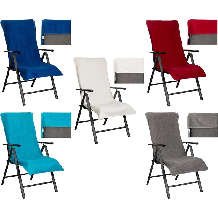 BRANDSSELLER Frottee-Schonbezug für Gartenstuhl und Gartenliege sowie als Strandliegenauflage - aus 100% Baumwolle - ca. 65x130 cm - Rot – Bild 4