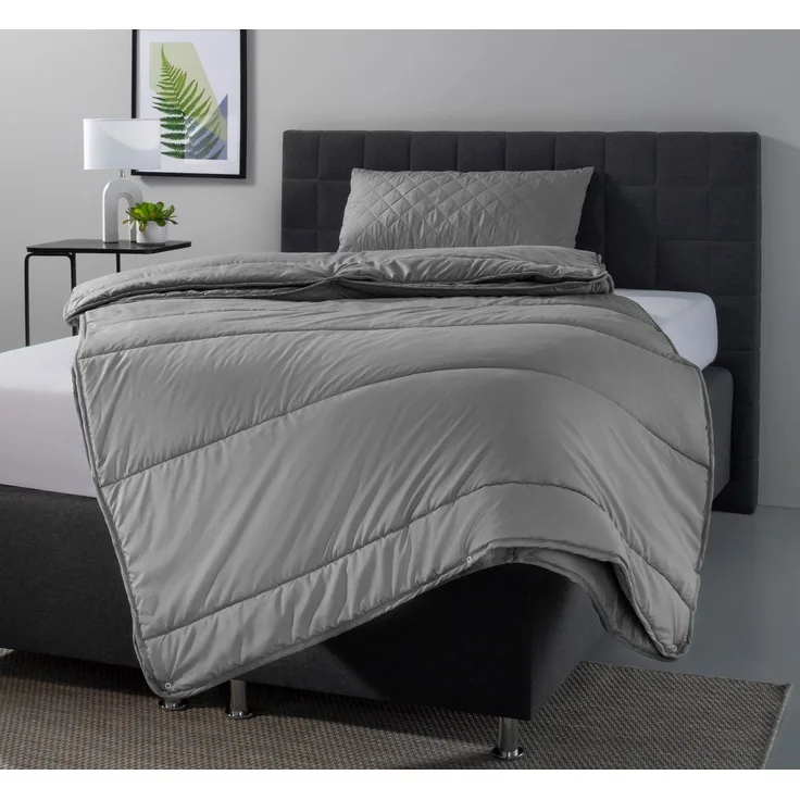 OTTO home Microfaserbettdecke + Microfaserkissen Clarra Spar Set, Decke + Kissen 135x200, 155x200 cm & weitere Größen, Set mit Kissen 40x80 cm, 80x80 cm, Sommer, Herbst, Winter in grau