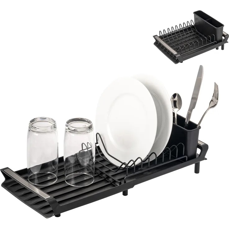Geschirr-Abtropfgestell für 8 Teller & Besteck, ausziehbar 28-46,5 cm, Abtropfständer