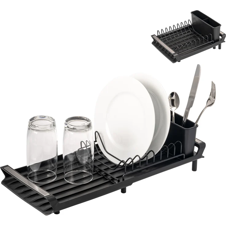 Geschirr-Abtropfgestell für 8 Teller & Besteck, ausziehbar 28-46,5 cm, Abtropfständer – Bild 1