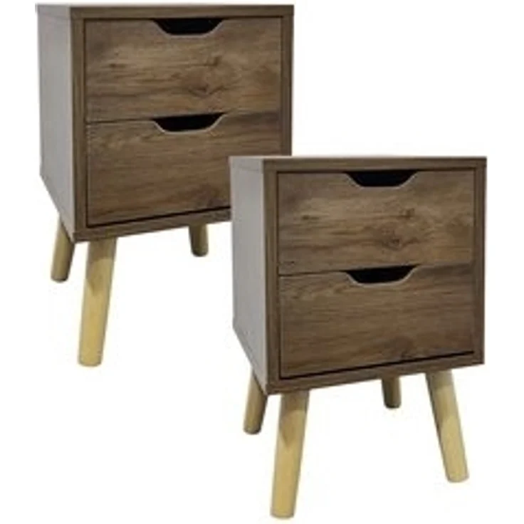 HTI-Living Nachttisch Nachttisch 2 Schubladen 2er-Set Thekla Eiche (Set, 2-St, 2 Nachttische), Beistelltisch Kommode – Bild 4