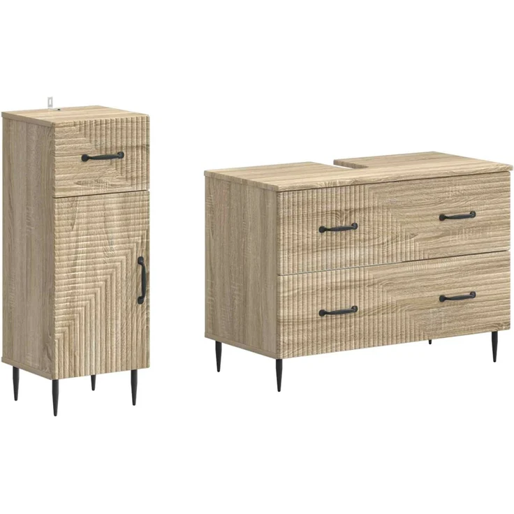 vidaXL 2-teiliges Badezimmer Schrank Set HAARLEM Sonoma-Eiche 3417695 – Bild 2