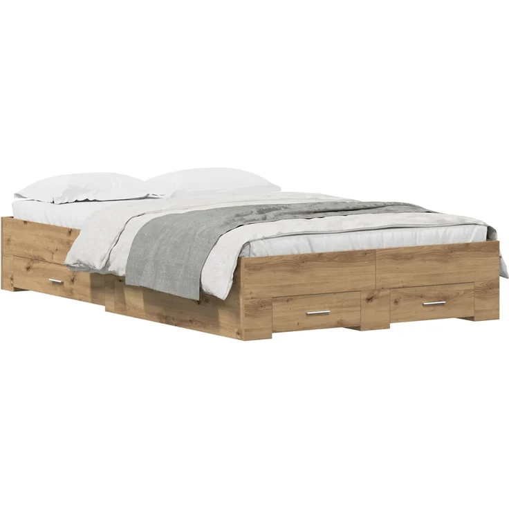 vidaXL Bettrahmen Artisan-Eiche 120 x 200 cm Holzwerkstoff 3333970 – Bild 2