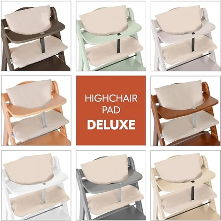 Hauck Hochstuhlauflage Deluxe - Beige, 2 tlg. Sitzkissen für Alpha Hochstuhl Sitzverkleinerer Sitzauflage – Bild 8