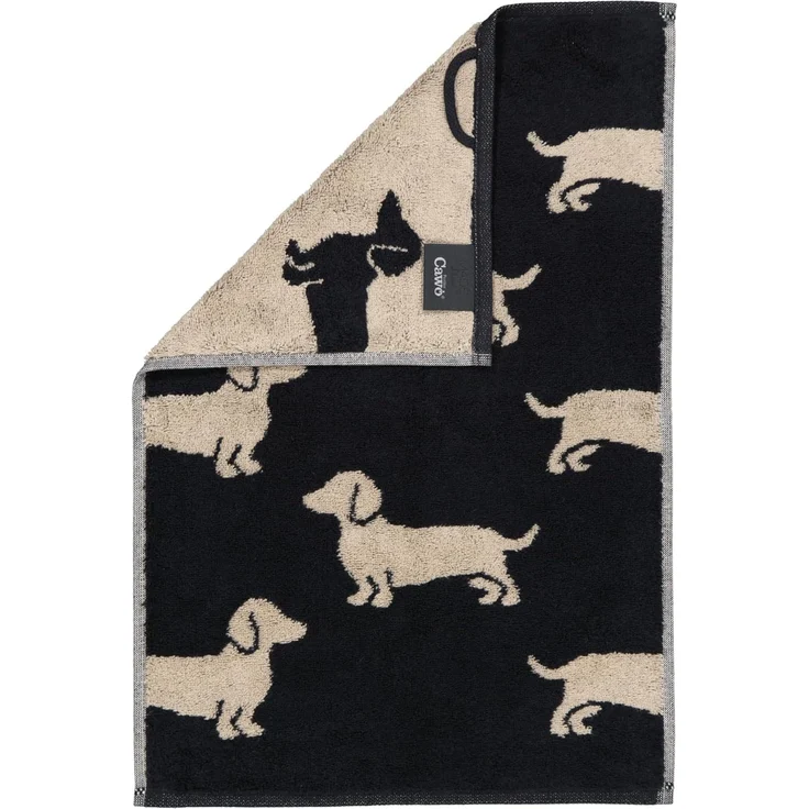 Cawö Handtücher Cawö Gästetuch We love Dogs 6246, 93 schwarz/beige, Baumwolle (1-St) – Bild 3