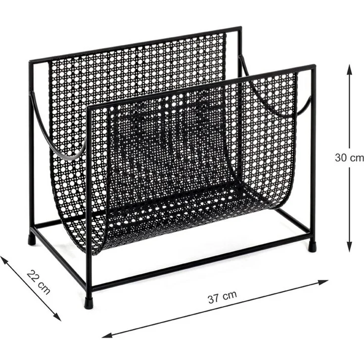 Haku Zeitungsständer aus schwarzem Stahlrohr, freistehend, modernes Design, belastbar bis 10 kg, 37x22x30 cm – Bild 6