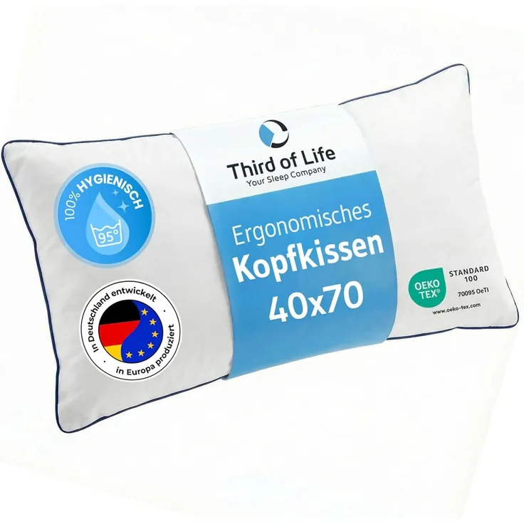 Kopfkissen 40x70 inSPIRO | Gewinner des Innovationspreis Ergonomie 2022 | Bestes ergonomisches Schlafkissen | Geeignet für Seitenschläfer, Rückenschläfer & Bauchschläfer | Optimales HWS Kissen