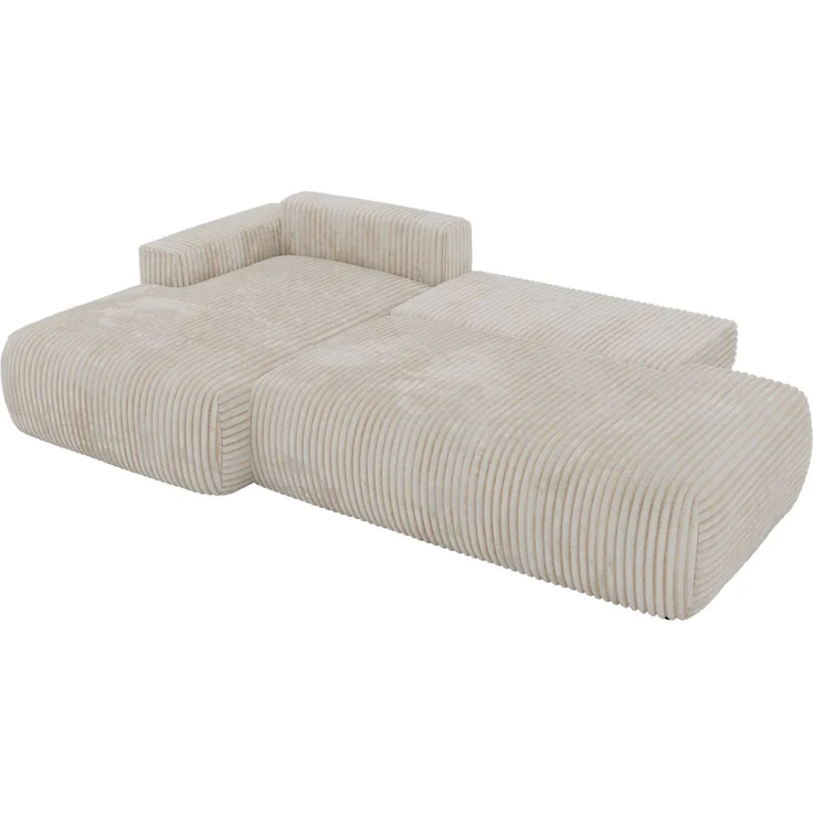 Ecksofa TAREN L mit Schlaffunktion, Bettkasten, DL-Mechanismus, Wellenfederung und freistehendem, Sofa mit Stauraum - Beige Cord - Links – Bild 12
