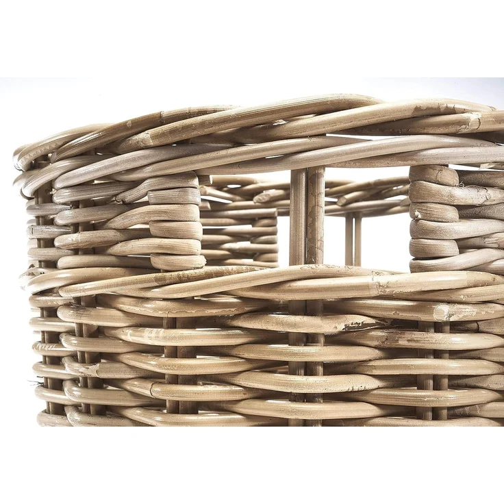 Kobolo Aufbewahrungskorb Rattankorb rund Kubu grau mit Lochgriff klein – Bild 3