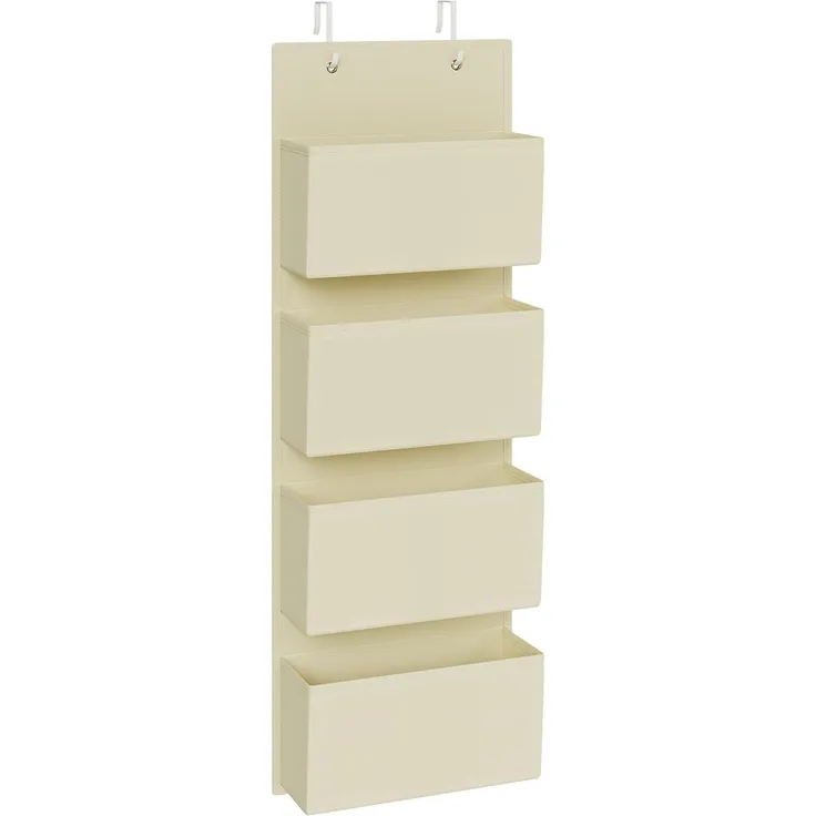 Songmics Hängeorganizer mit 4 Taschen, Kleiderschrank-Organizer, Hängeaufbewahrung, Tür-Organizer, Hängeregal Stoff, Schlafzimmer Wohnzimmer, 12 x 33,5 x 100 cm, beige RDH004Y01