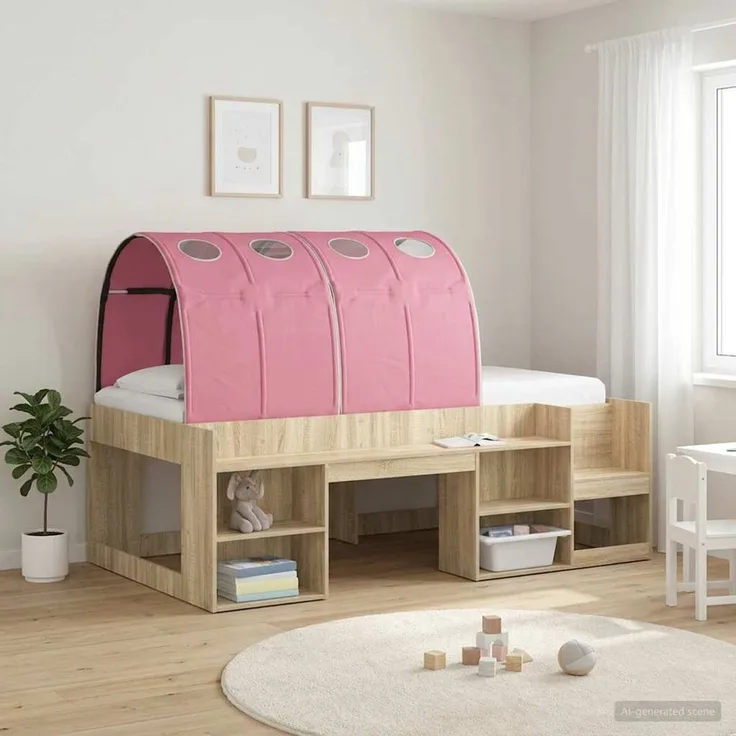 vidaXL Bettunnel 2 pcs Rosa 211 x 67,5 x 2 cm Polyester 893711