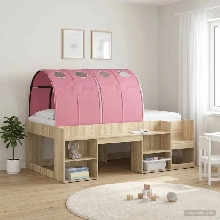 vidaXL Bettunnel 2 pcs Rosa 211 x 67,5 x 2 cm Polyester 893711 – Bild 1