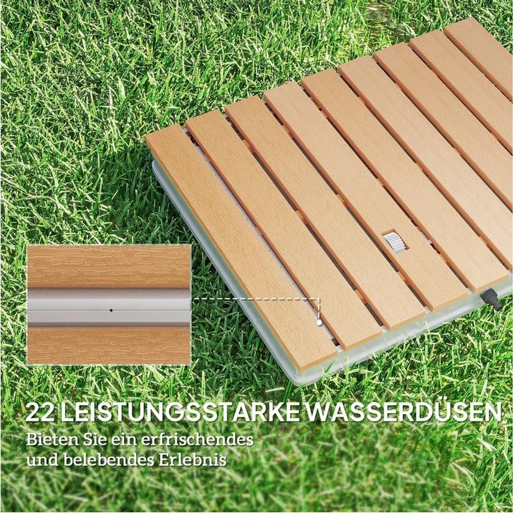 Outsunny Gartendusche mit einstellbar Fußrad, bis 4 m Fontänenhöhe (Aussendusche, 1 St, Bodendusche aus Aluminium), Holzoptik rutschfeste Wetterfest Outdoor Campingdusche für Pool Sauna – Bild 4