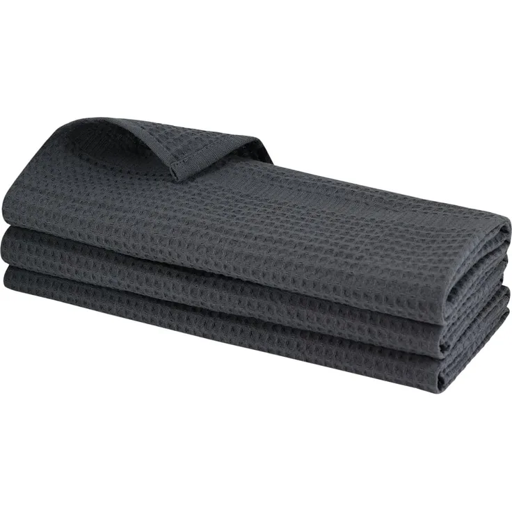 Engelland Geschirrtuch Poliertuch, (Vorteils-Set, 3-tlg, Waffel-Pique), 100 % Baumwolle, integrierte Aufhängeschlaufe, 70 x 50 cm