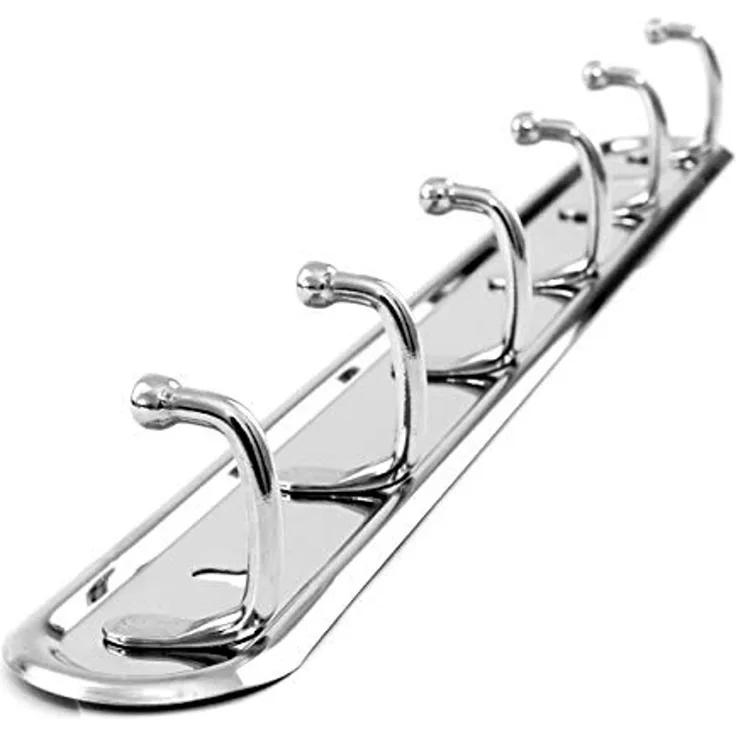 Lantelme Hakenleiste Edelstahl Landhaus Stil Selbstklebend Küchenleiste mit Haken, 6 Haken für Küche als Utenslienhalter i Bad als Handtuchhalter