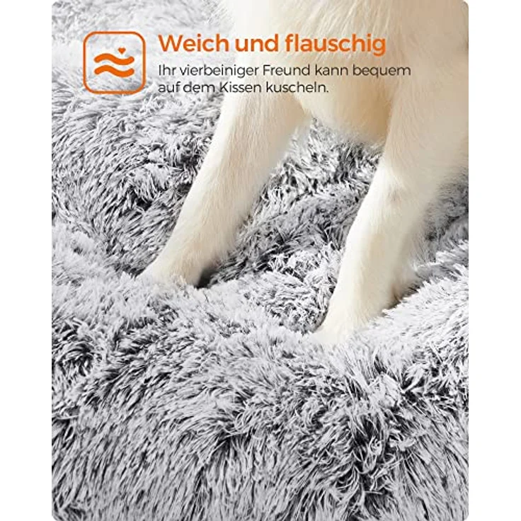 Feandrea Hundebett, Hundekissen, Flauschige Hundematte, Langer Plüsch, 105x68 cm, weiche Polsterung, waschbar, multifunktional, Ombré-Grau PGW206GA01 – Bild 4