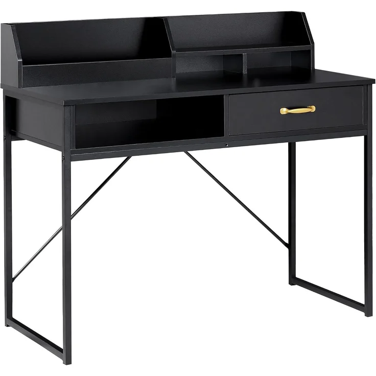 Schreibtisch mit Regalaufsatz ZYRA 110 cm 50 cm Schwarz – Bild 1