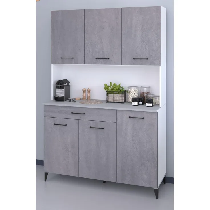 Parisot Küche Buffet Malice in Beton grau und weiß 120 cm