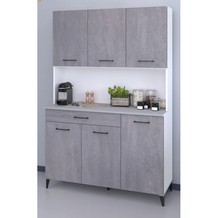 Parisot Küche Buffet Malice in Beton grau und weiß 120 cm – Bild 1