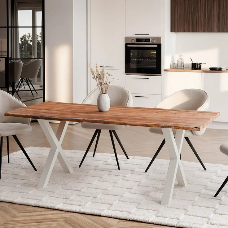 Liadomo Baumkantentisch Diala, Esstisch, Esszimmertisch, Massivholztisch, natürliche Baumkante, wählbare Größen und Metallgestelle – Bild 3