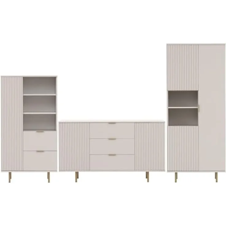 Marmex Möbel Wohnzimmer-Set NUBIA SET 09 Wohnzimmer-Set Regal Kommode Standregal, (3-St)