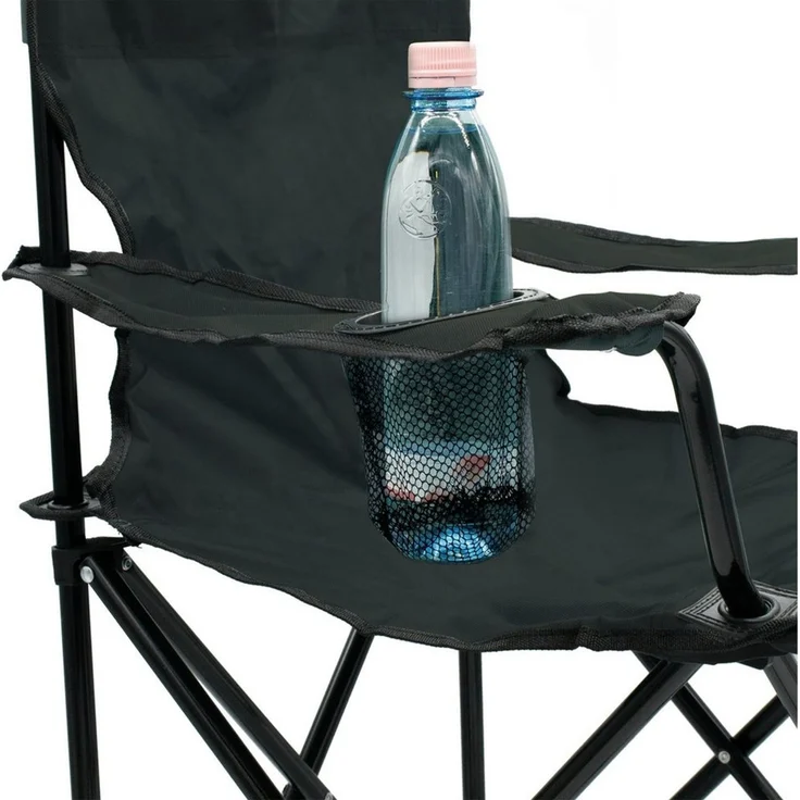 Spetebo Campingstuhl Campingstuhl mit Getränkehalter - schwarz (Stück, 1 St), Camping Strand und Garten Klappstuhl mit Tragetasche – Bild 4